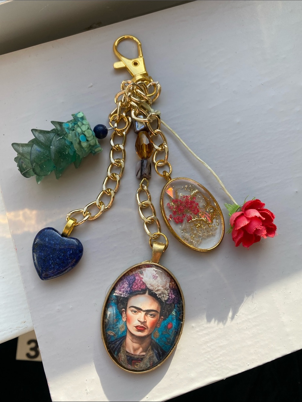 Frida Kahlo Bag Charm Key Ring Unique Mexican Art Purse Charm for Handbag Coach - Picture 5 of 7